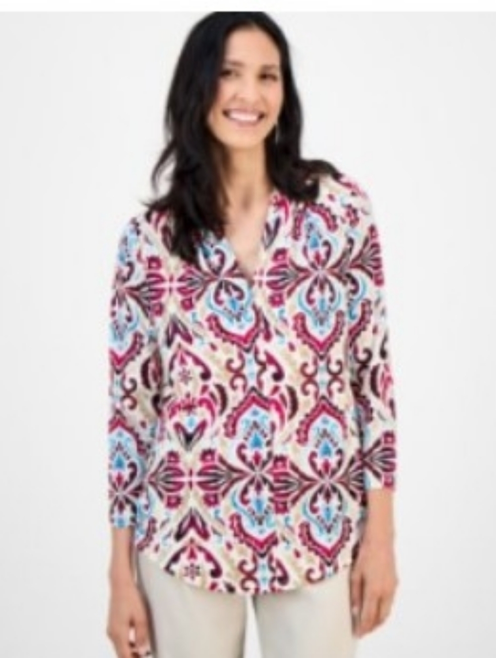 JM Collection Petite Small Daniella Printed Top